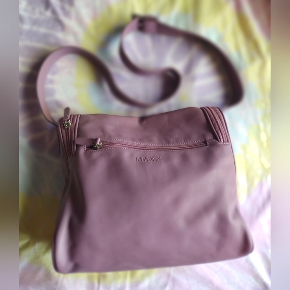 Maxx New York Vintage 100% Lilac Leather Shoulder Crossbody Bag - Picture 2 of 15